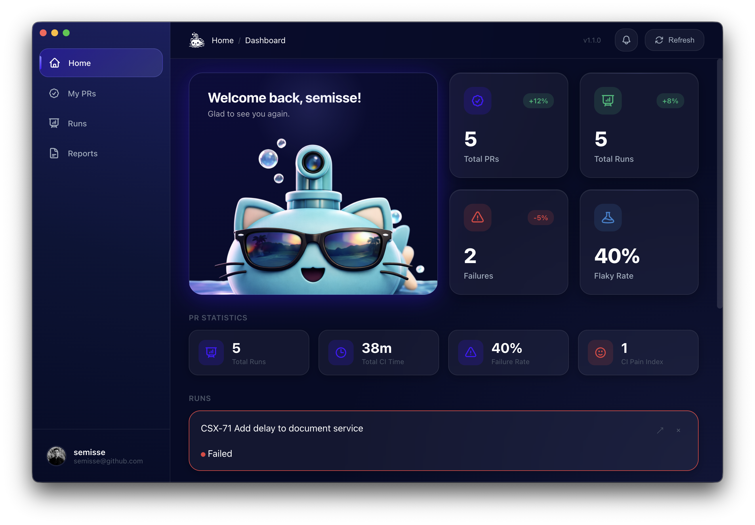 SubCat app — dashboard